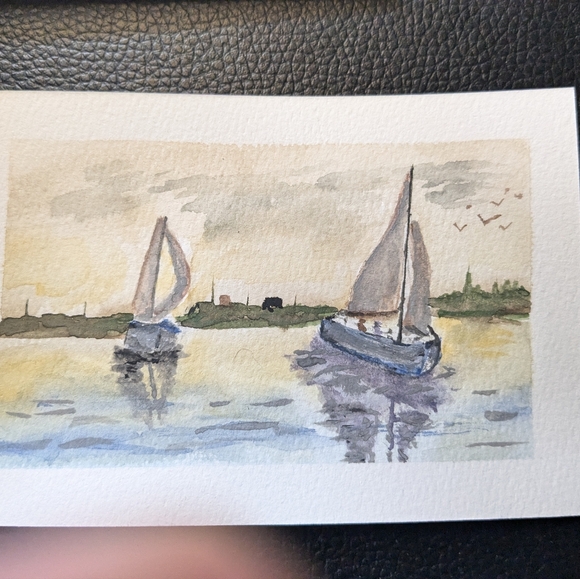 Original Watercolor Postcards - Sailboats - Picture 5 of 5